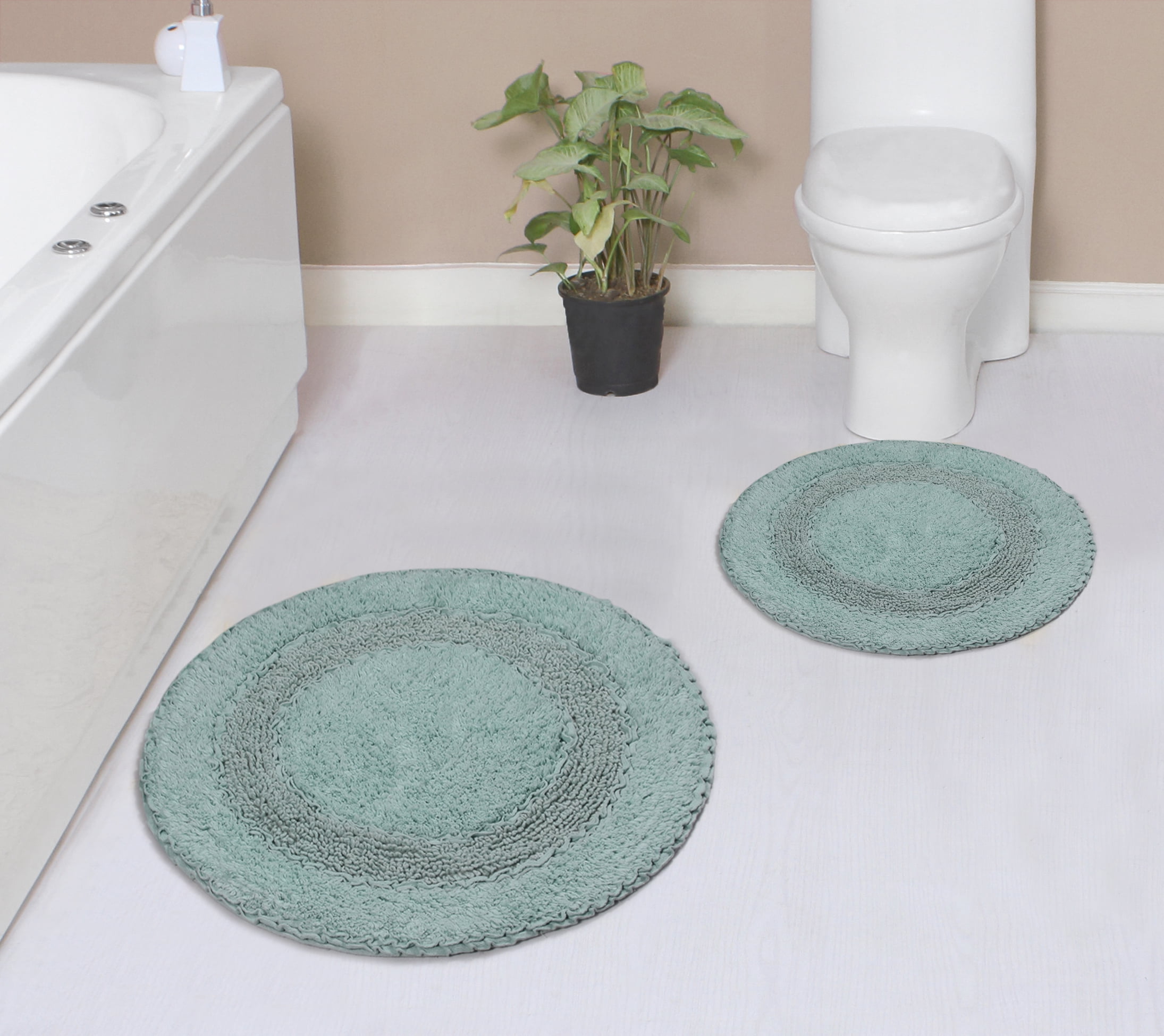 Home Weavers Radiant Collection 100% Cotton Non-Slip Bathroom Rug Set ...
