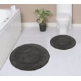 thumbnail image 1 of Home Weavers Radiant Collection 100% Cotton Non-Slip Bathroom Rug Set Machine Washable Round Shape Bathroom Rug-30" Round, Round Rug- 22" Round, Gray Color 2 Piece Bath rug set, 1 of 1