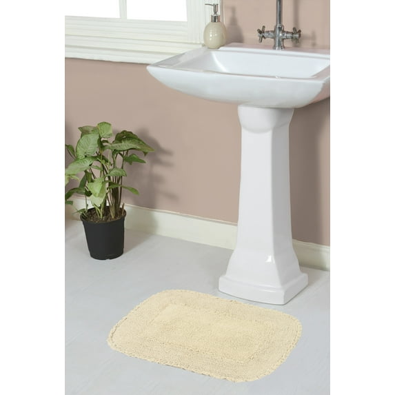 Home Weavers Radiant Collection Bathroom Rug 100% Cotton Bathroom Rugs Set, Machine Washable Rug, Soft & Absorbent bath Rug, Kitchen Mat, Bath Rug, Bath Floor Mat Non Slip, 17"x24" Rectangle, Ivory