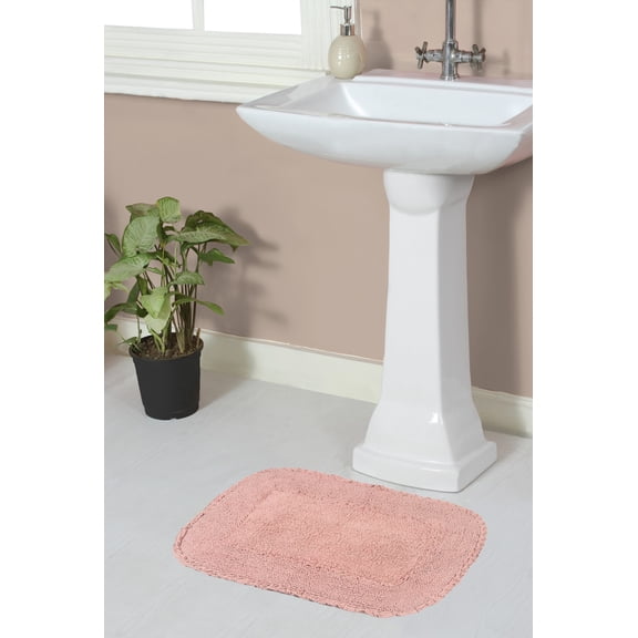 Home Weavers Radiant Collection Bathroom Rug 100% Cotton Bathroom Rugs Set, Machine Washable Rug, Soft & Absorbent bath Rug, Kitchen Mat, Bath Rug, Bath Floor Mat Non Slip, 17"x24" Rectangle, Pink