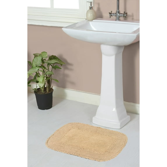 Home Weavers Radiant Collection Bathroom Rug 100% Cotton Bathroom Rugs Set, Machine Washable Rug, Soft & Absorbent bath Rug, Kitchen Mat, Bath Rug, Bath Floor Mat Non Slip, 17"x24" Rectangle, Linen