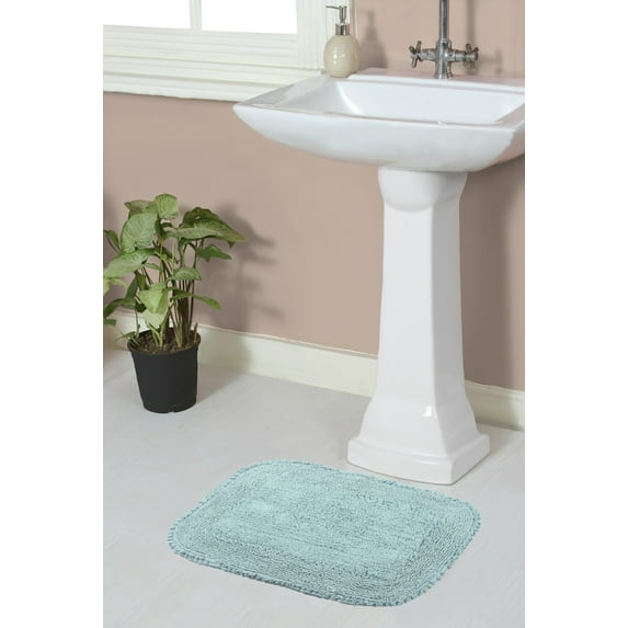 Home Weavers Radiant Collection Bathroom Rug 100% Cotton Bathroom Rugs Set, Washable Rug, Soft and Absorbent bath Rug, Kitchen Mat, Bath Rug, Bath Floor Mat Non Slip, 17"x24" Rectangle, Sky Blue