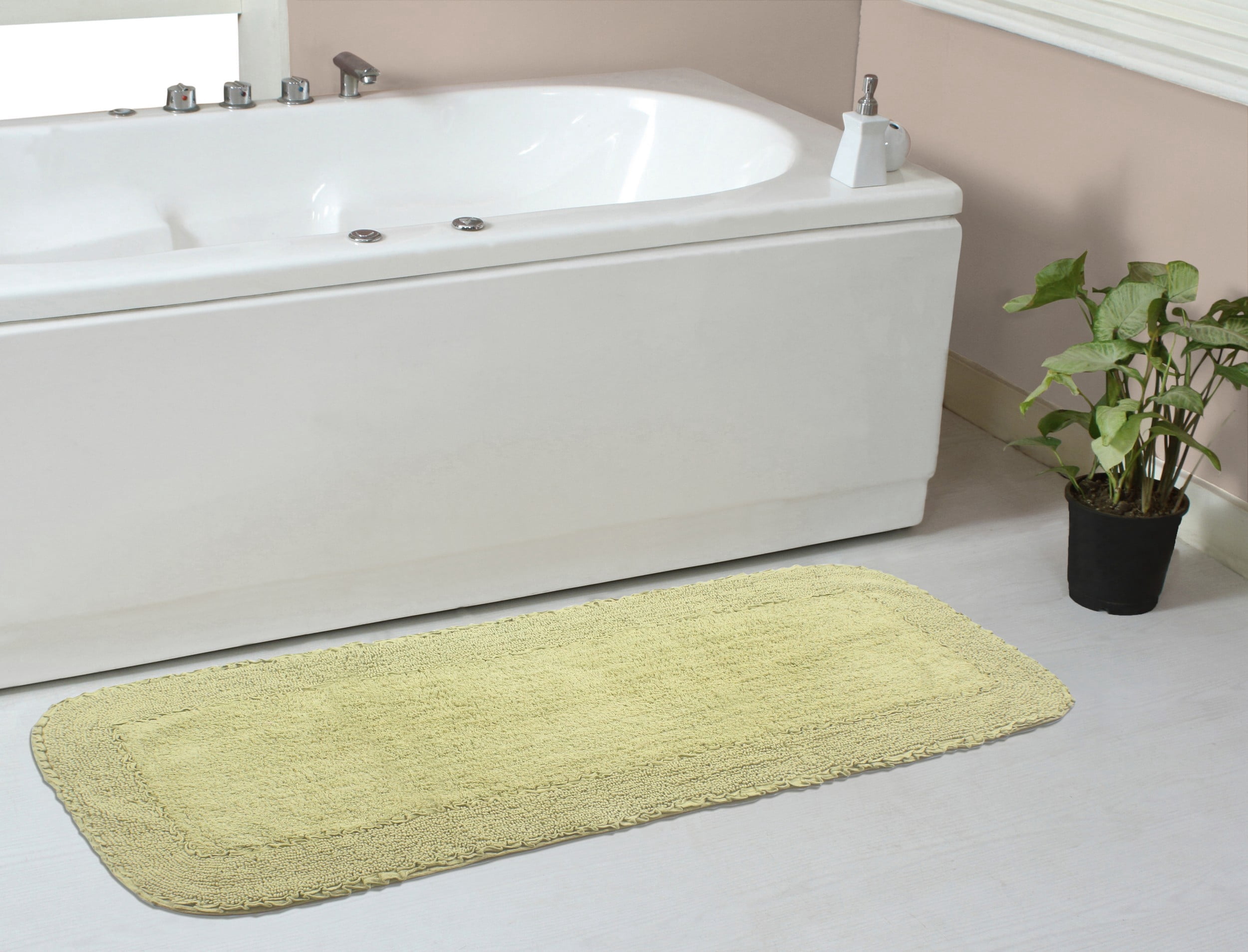 Home Weavers Radiant Collection Bathroom Rug 100% Cotton Bathroom Rugs Set, Washable Rug, Soft Cotton and Absorbent bath Rug, Kitchen Mat, Bath Rug, Bath Floor Mat Non Slip, 21"x54" Runner, Green