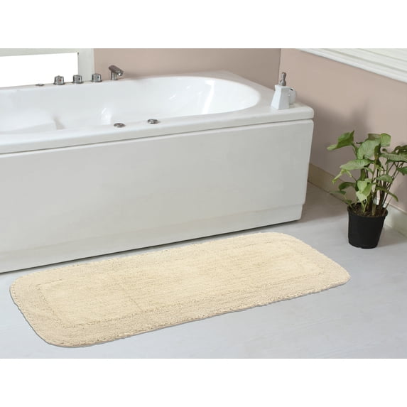 Home Weavers Radiant Collection Bathroom Rug 100% Cotton Bathroom Rugs Set, Washable Rug, Soft Cotton and Absorbent bath Rug, Kitchen Mat, Bath Rug, Bath Floor Mat Non Slip, 21"x54" Runner, Ivory