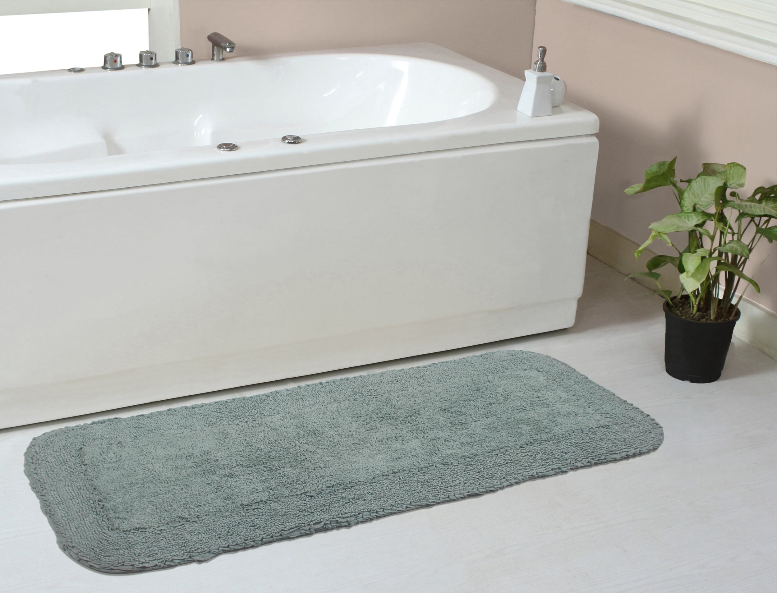 Home Weavers Radiant Collection Bathroom Rug 100% Cotton Bathroom Rugs Set, Washable Rug, Soft Cotton Soft & Absorbent bath Rug, Kitchen Mat, Bath Rug, Bath Floor Mat Non Slip, 21"x54" Runner, Blue