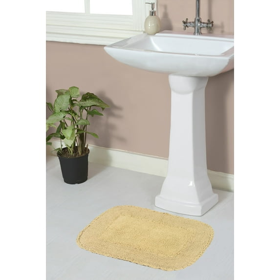 Home Weavers Radiant Collection Bathroom Rug 100% Cotton Bathroom Rugs Set, Washable Rug, Thick Soft & Absorbent bath Rug, Kitchen Mat, Bath Rug, Bath Floor Mat Non Slip, 17"x24" Rectangle, Yellow