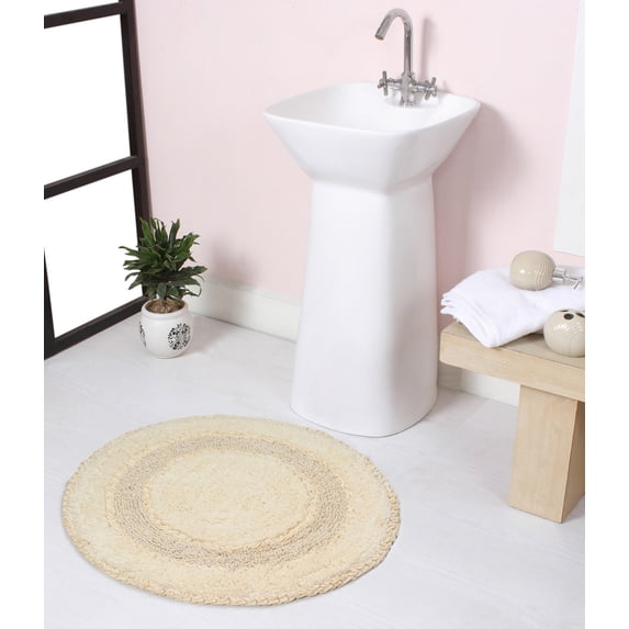 Home Weavers Radiant Collection Bathroom Rug 100% Cotton Tufted Round Shape Bathroom Rug, Soft & Absorbent Bath Rugs, Non-Slip Bath Rug, Machine Wash Dry Bath Mats - 22" Round, Ivory