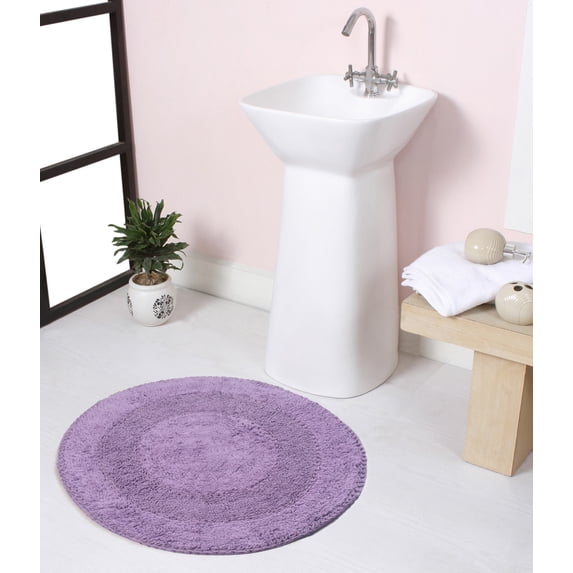 Home Weavers Radiant Collection Bathroom Rug 100% Cotton Tufted Round Shape Bathroom Rug, Soft & Absorbent Bath Rugs, Non-Slip Bath Rug, Machine Wash Dry Bath Mats - 22" Round, Purple