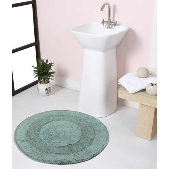 Home Weavers Radiant Collection Bathroom Rug 100% Cotton Tufted Round Shape Bathroom Rug, Soft & Absorbent Bath Rugs, Non-Slip Bath Rug, Machine Wash Dry Bath Mats - 30" Round, Blue