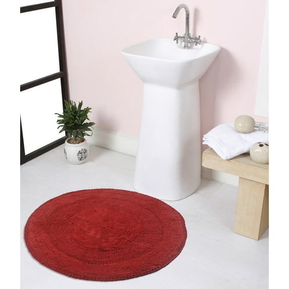 Home Weavers Radiant Collection Bathroom Rug 100% Cotton Tufted Round Shape Bathroom Rug, Soft & Absorbent Bath Rugs, Non-Slip Bath Rug, Machine Wash Dry Bath Mats - 30" Round, Red