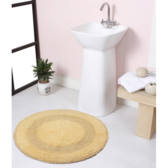 Home Weavers Radiant Collection Bathroom Rug 100% Cotton Tufted Round Shape Bathroom Rug, Soft & Absorbent Bath Rugs, Non-Slip Bath Rug, Machine Wash Dry Bath Mats - 30" Round, Yellow