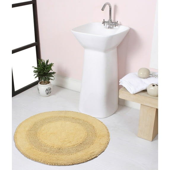 Home Weavers Radiant Collection Bathroom Rug 100% Cotton Tufted Round Shape Bathroom Rug, Soft & Absorbent Bath Rugs, Non-Slip Bath Rug, Machine Wash Dry Bath Mats - 30" Round, Yellow