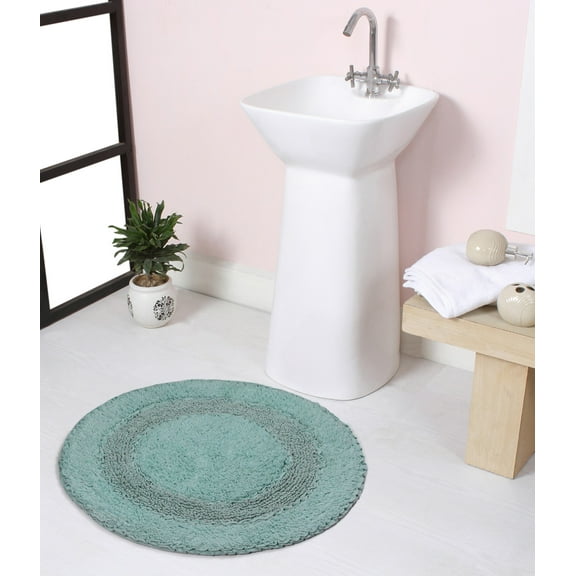 Home Weavers Radiant Collection Bathroom Rug 100% Cotton Tufted Round Shape Bathroom Rug, Soft & Absorbent Bath Rugs, Non-Slip Bath Rug, Machine Wash Dry Bath Mats - 22" Round, Blue