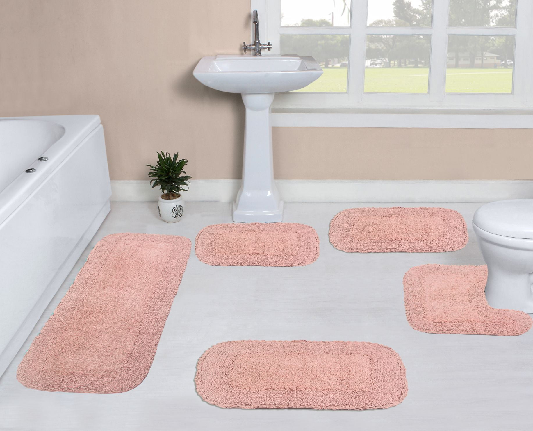 Home Weavers Radiant Collection Rugs 100 Cotton Bathroom Rugs Set