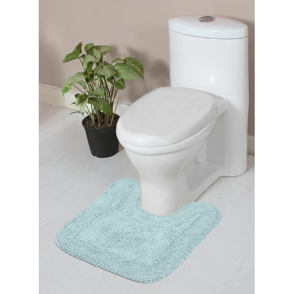 Home Weavers Radiant Bathroom Rug Toilet Rugs U Shaped Contour,Extra Thick Toilet Rug, Non-Slip Contour Mat for Bathroom, 100% Cotton Soft, Absorbent Water, Machine Washable, 20"x20" Contour, Ivory