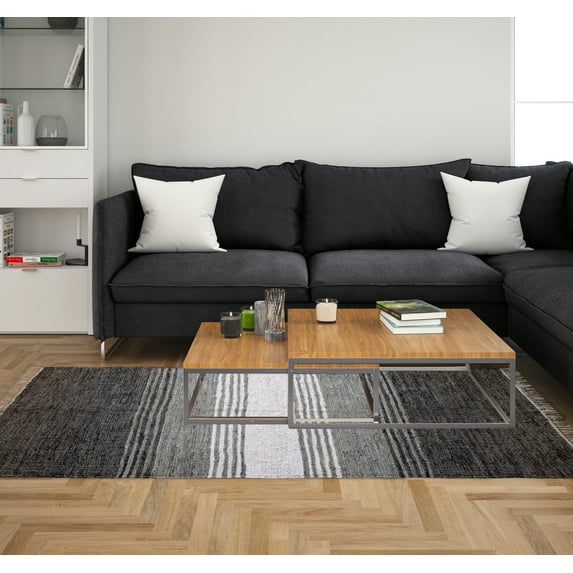 Home Weavers Richmond Gradation Collection Living Room Rug, Machine Washable Reversible Area Rugs, Rug For Living Room, Accent Rugs, Foldable Indoor Floor Carpet, 4' x 6' / 2' x 6' / 1'7" x 2'8", Grey