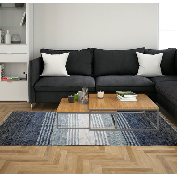 Home Weavers Richmond Gradation Collection Living Room Rug, Machine Washable Reversible Area Rugs, Rug For Living Room, Accent Rugs, Foldable Indoor Floor rug, 4' x 6' / 2' x 6' / 1'7" x 2'8", Blue