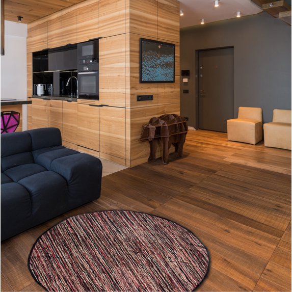 Home Weavers Rodeo Collection Living Room Rug, Machine Washable Area Rugs, Rug For Living Room, Runner Rugs, Kitchen Runner, Soft Foldable Indoor Floor Rug, Easy To Clean, 3' Round, Multi