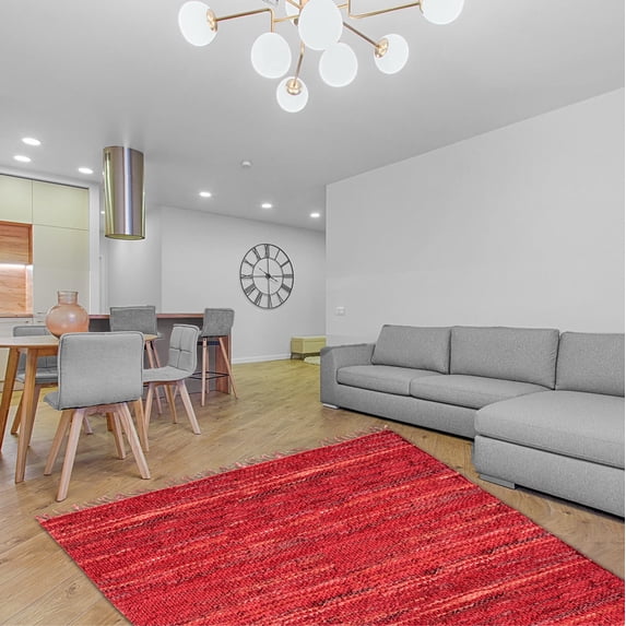 Home Weavers Rodeo Collection Living Room Rug, Machine Washable Reversible Area Rugs, Rug For Living Room, Runner Rugs, Kitchen Runner, Soft Foldable Indoor Floor Rug, Easy To Clean, 5' x 8', Red