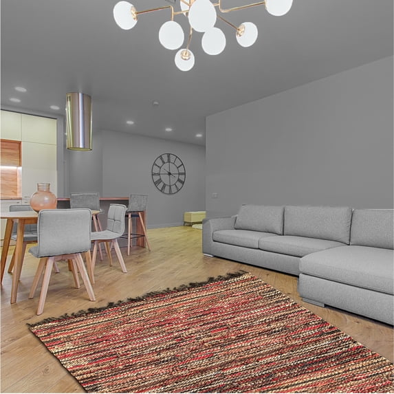 Home Weavers Rodeo Collection Living Room Rug, Machine Washable Reversible Area Rugs, Rug For Living Room, Runner Rugs, Kitchen Runner, Soft Foldable Indoor Floor Rug, Easy To Clean, 5' x 8', Multi