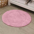 thumbnail image 1 of HOME WEAVERS Waterford Collection Cotton Round Bath Rug, 30" Round, Pink, 1 of 9