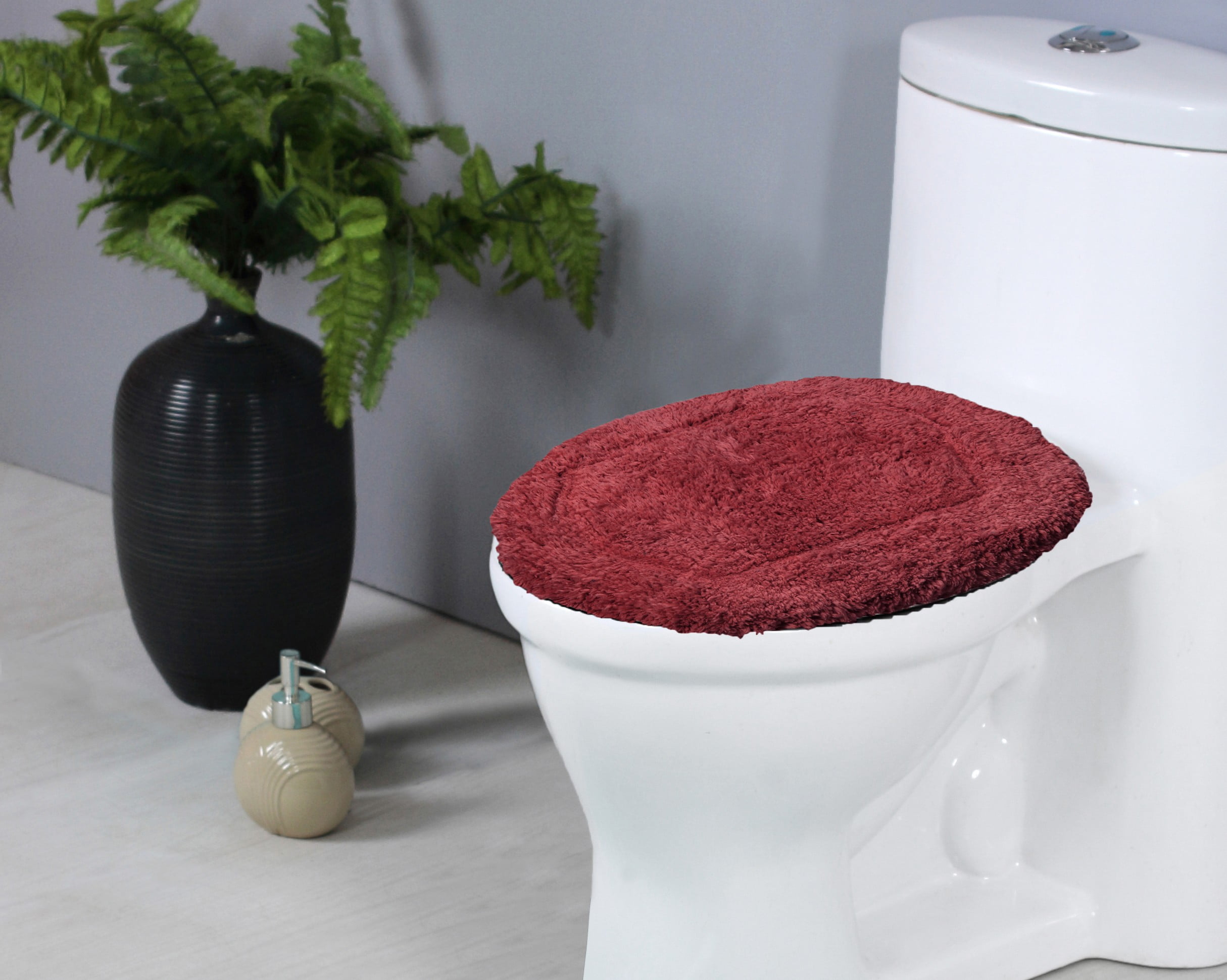 Home Weavers WaterFord Collection Rugs Toilet Lid Seat Cover, Elastic