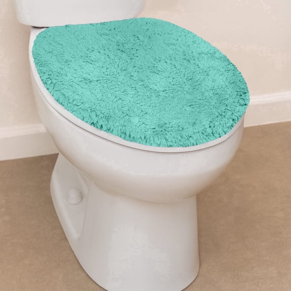 HOME WEAVERS Waterford Collection Cotton Toilet Lid Cover, 18" x 18", Turquoise
