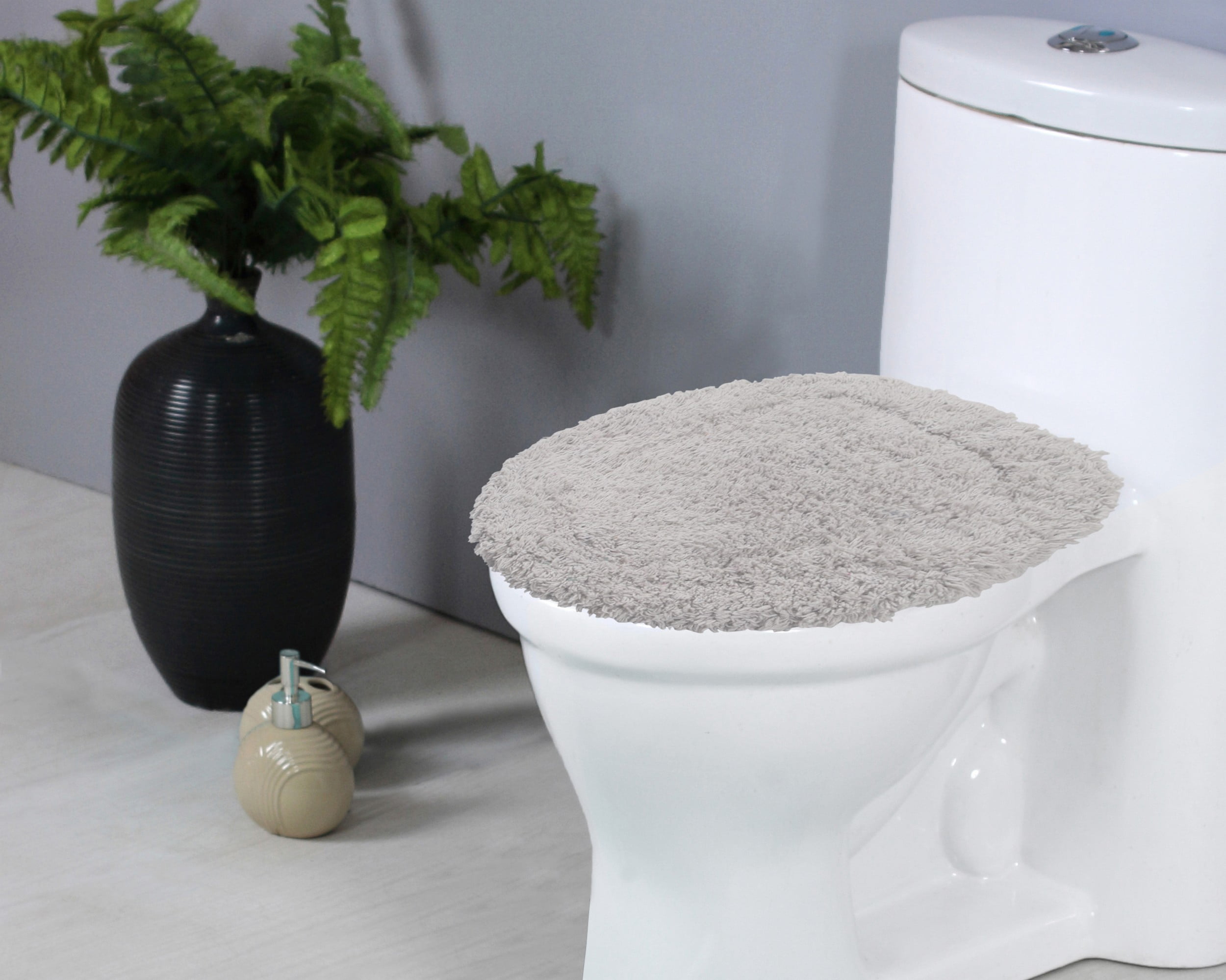 Home Weavers Waterford Bathroom Rug Toilet Lid Seat Cover, Elastic Edge