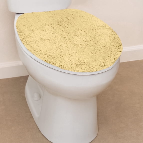 Home Weavers Waterford Bathroom Rug Toilet Lid Seat Cover, Elastic Edges 100% Cotton Soft Universal Fit for Standard Round Elongated Bathroom Bowl Lids, Washable, 18"x18" Toilet Lid Cover Yellow