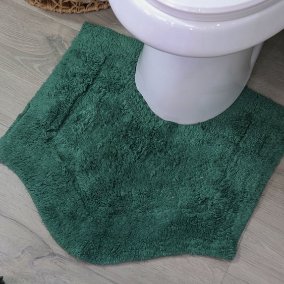 HOME WEAVERS Waterford Bathroom Rug Toilet Rugs U Shaped Contour, Thick Toilet Rug, Non-Slip Contour Mat for Bathroom,100% Cotton Soft Absorbent Water, Machine Washable 20"x20" Contour Bottle Green