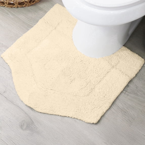 HOME WEAVERS Waterford Collection Cotton Contour Rug, 20" x 20", Ivory