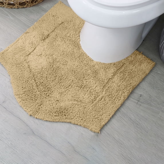 HOME WEAVERS Waterford Collection Cotton Contour Rug, 20" x 20", Linen