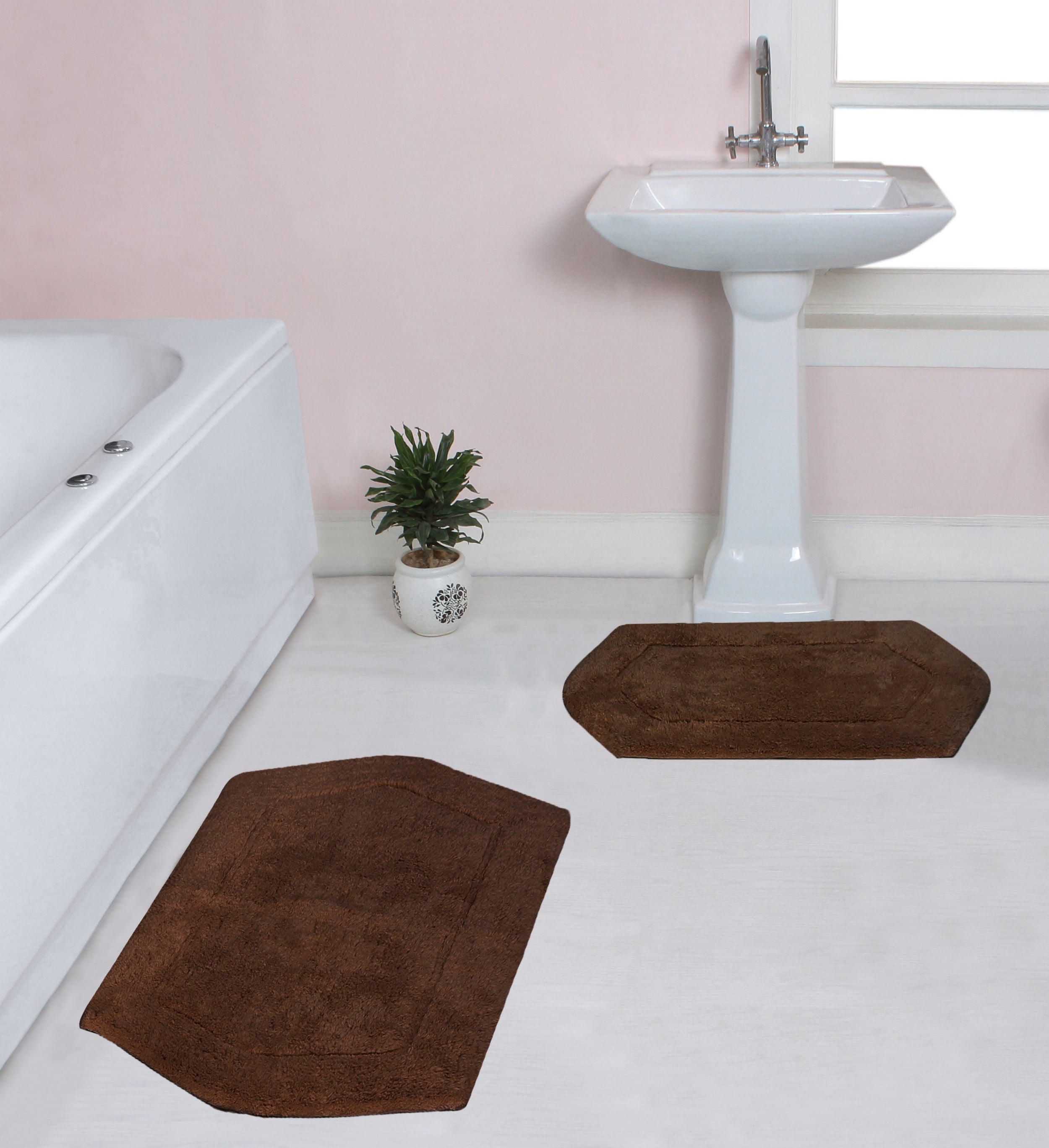 Home Weavers Waterford Collection 100% Cotton Non-Slip Bathroom Rug Set ...