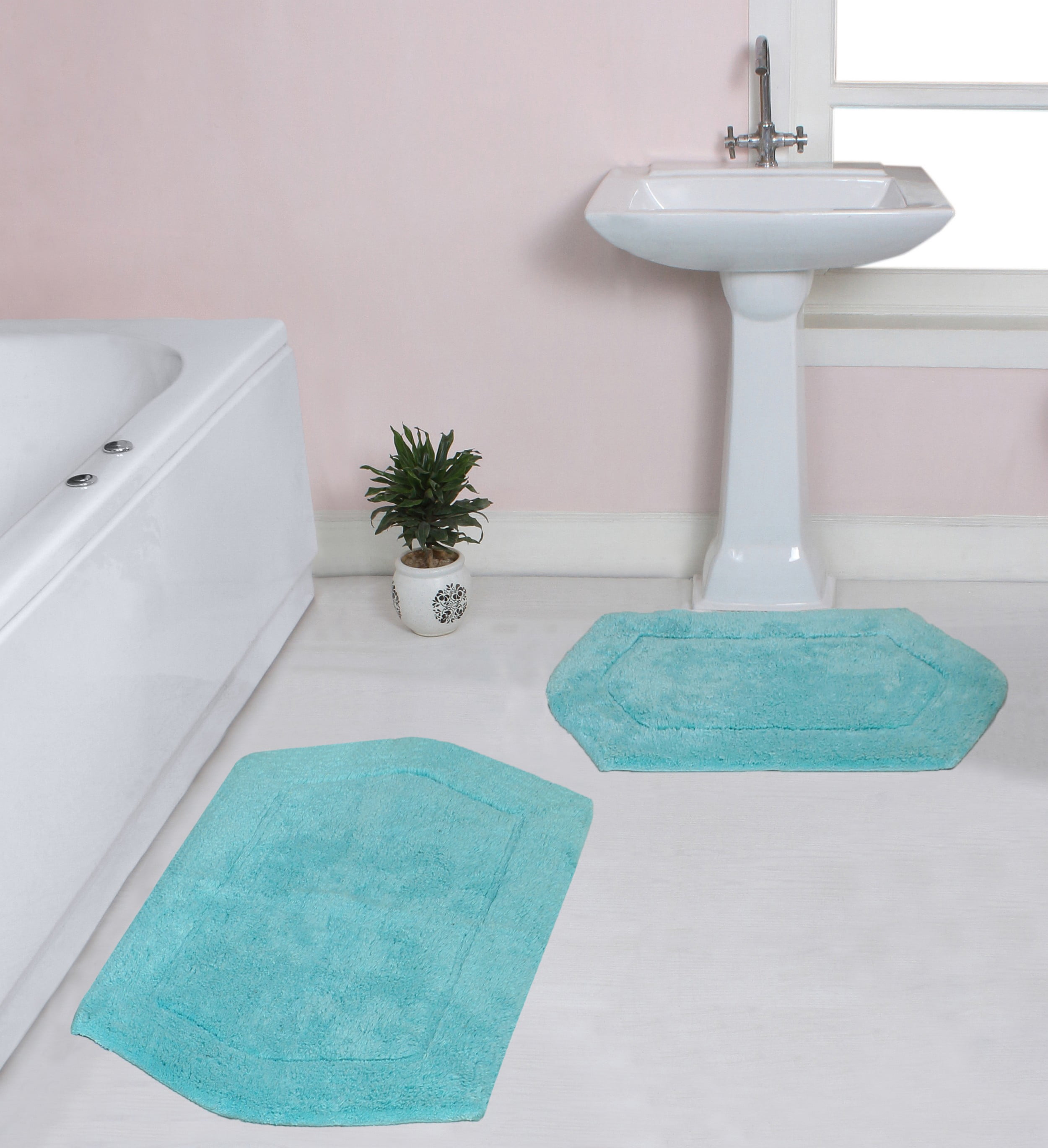 Wranger Bath Rug Home Weavers Waterford Collection 100% Cotton Non-Slip Bathroom Rug Set ...