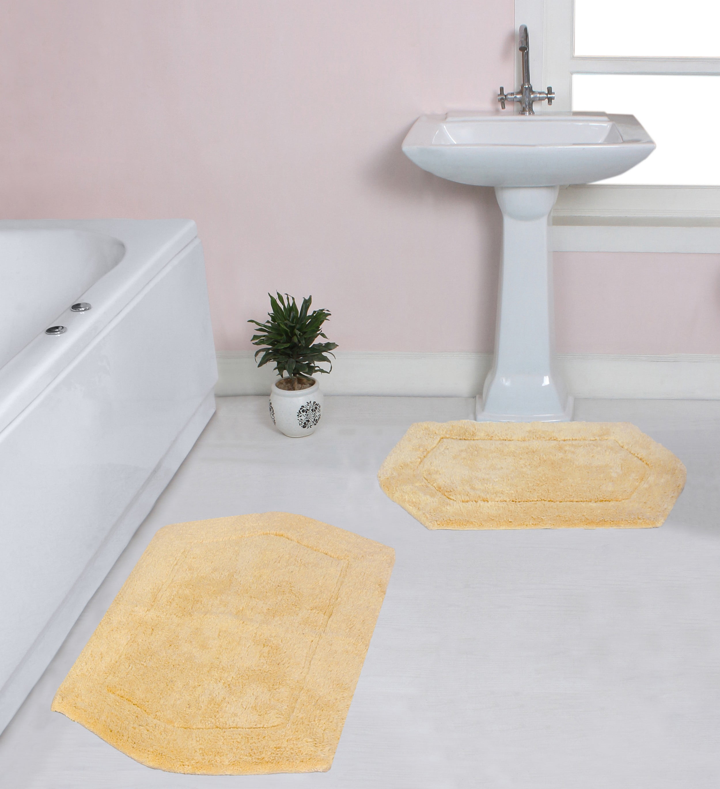 Home Weavers Waterford Collection 100% Cotton Non-Slip Bathroom Rug Set ...