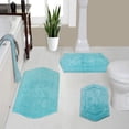 thumbnail image 1 of Home Weavers Waterford Collection 100% Cotton Non-Slip Bathroom Rug Set Machine Washable Bathroom Rug-17"x24", Bath Rug- 21"x34", Bathroom Rug- 24"x40", Turquoise Color 3 Piece Bath Rug set, 1 of 8