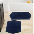 thumbnail image 1 of Home Weavers Waterford Collection 100% Cotton Non-Slip Bathroom Rug Set Machine Washable Bathroom Rug-17"x24", Bath Rug- 21"x34", Navy Color 2 Piece Bath Rug set, 1 of 8