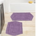 thumbnail image 1 of Home Weavers Waterford Collection 100% Cotton Non-Slip Bathroom Rug Set Machine Washable Bathroom Rug-17"x24", Bath Rug- 21"x34", 2 Piece Bath Rug set, Purple, 1 of 8