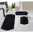 thumbnail image 1 of Home Weavers Waterford Collection 100% Cotton Non-Slip Bathroom Rug Set Machine Washable Bathroom Rug-17"x24", Bath Rug- 21"x34", Runner- 22"x60", Black Color 3 Piece Bath Rug set, 1 of 8