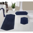 thumbnail image 1 of Home Weavers Waterford Collection 100% Cotton Non-Slip Bathroom Rug Set Machine Washable Bathroom Rug-17"x24", Bath Rug- 21"x34", Runner- 22"x60", Navy Color 3 Piece Bath rug set, 1 of 8