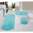 thumbnail image 1 of Home Weavers Waterford Collection 100% Cotton Non-Slip Bathroom Rug Set Machine Washable Bathroom Rug-17"x24", Bath Rug- 21"x34", Runner- 22"x60", Turquoise Color 3 Piece Bath Rug set, 1 of 8