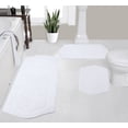 thumbnail image 1 of Home Weavers Waterford Collection 100% Cotton Non-Slip Bathroom Rug Set Machine Washable Bathroom Rug-17"x24", Bath Rug- 21"x34", Runner- 22"x60", White Color 3 Piece Bath rug set, 1 of 8
