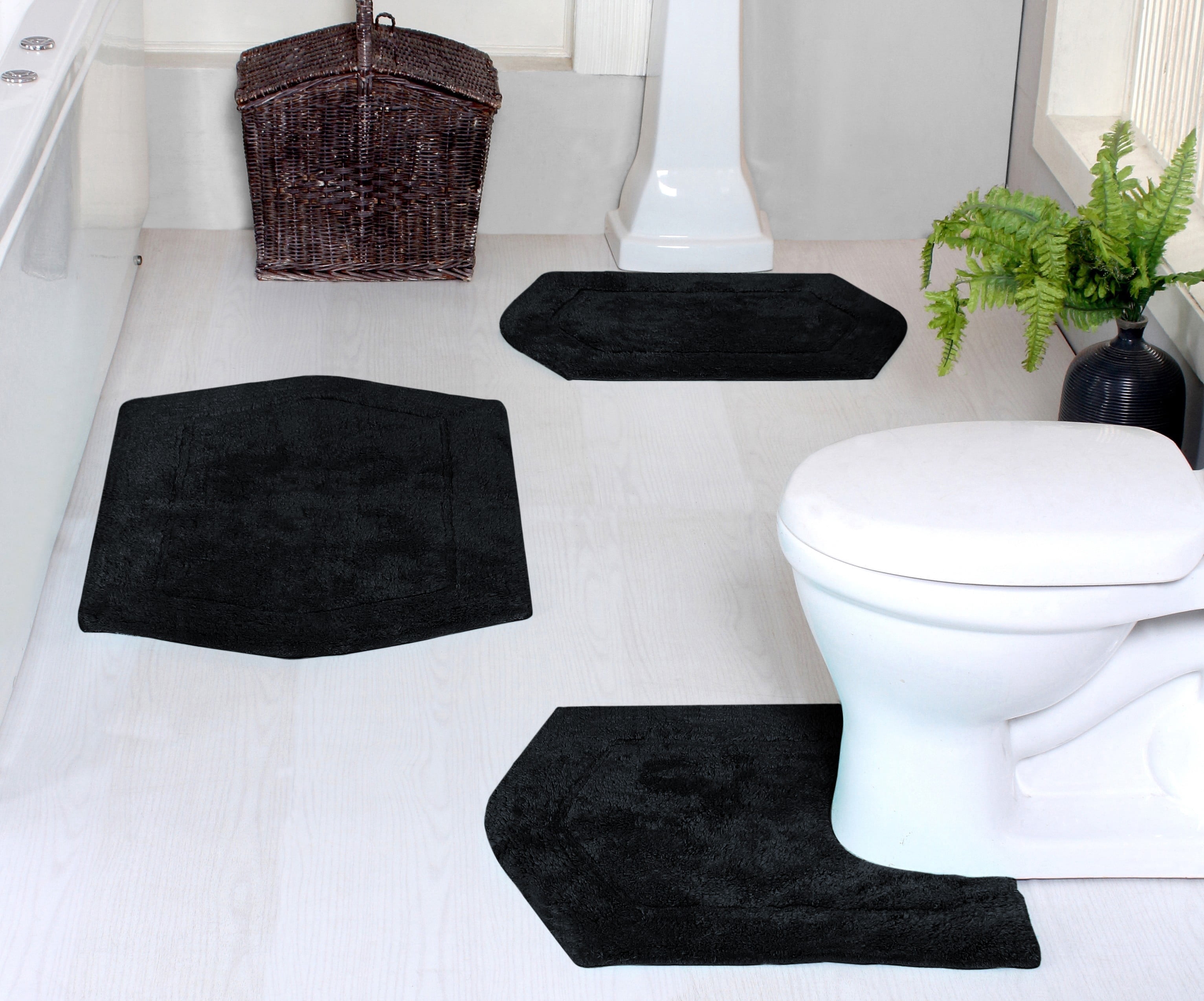 Home Weavers Waterford Collection 100% Cotton Non-Slip Bathroom Rug Set Machine Washable ...