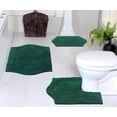 thumbnail image 1 of Home Weavers Waterford Collection 100% Cotton Non-Slip Bathroom Rug Set Machine Washable Bathroom Rug-17"x24", Bath Rug- 21"x34", U Shaped Contour- 20"x20", Bottle Green Color 3 Piece Bath Rug set, 1 of 8
