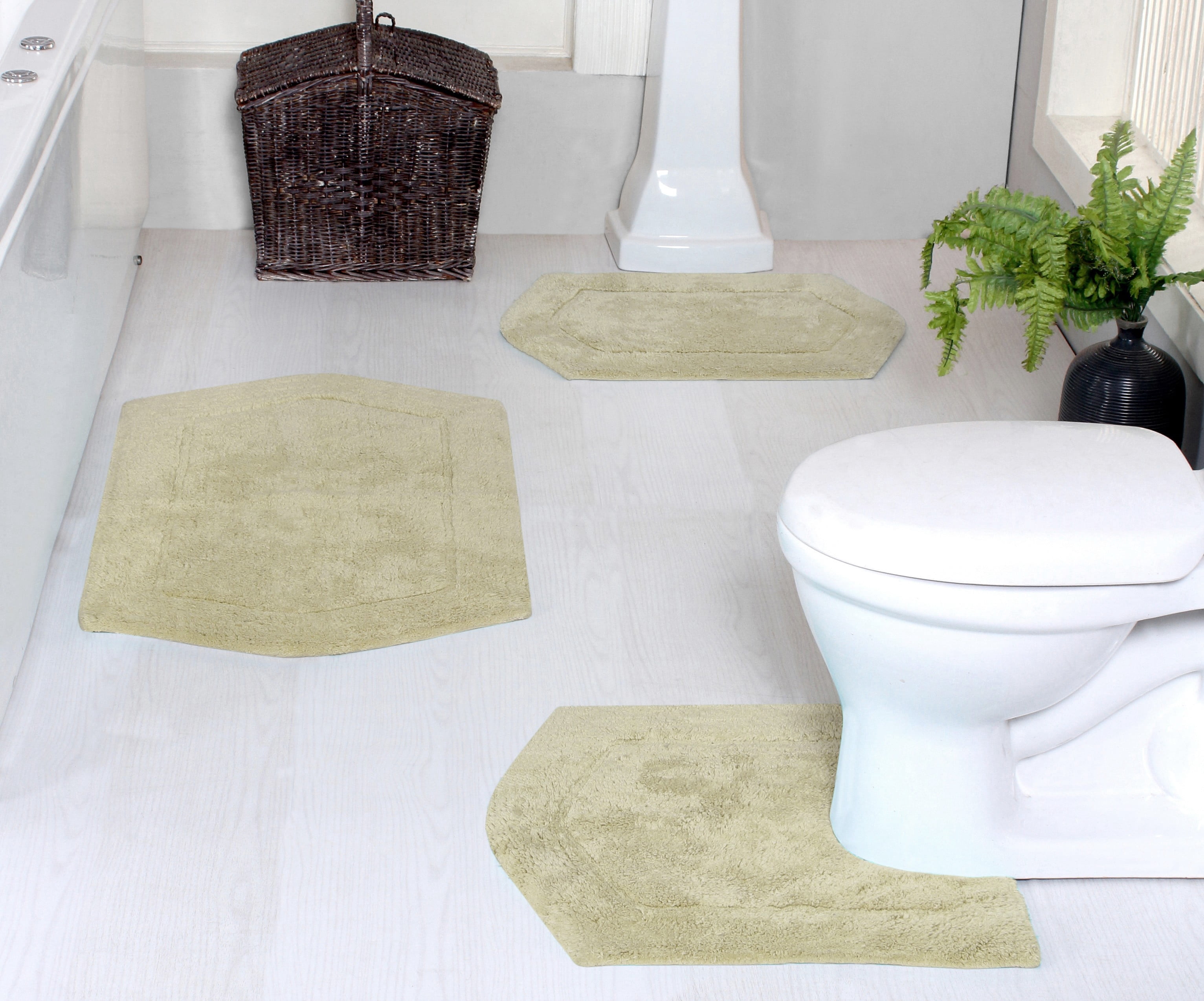 Home Weavers Waterford Collection 100% Cotton Non-Slip Bathroom Rug Set ...
