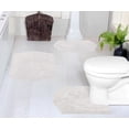 thumbnail image 1 of Home Weavers Waterford Collection 100% Cotton Non-Slip Bathroom Rug Set Machine Washable Bathroom Rug-17"x24", Bath Rug- 21"x34", U Shaped Contour- 20"x20", Ivory Color 3 Piece Bath Rug set, 1 of 8