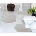 thumbnail image 1 of Home Weavers Waterford Collection 100% Cotton Non-Slip Bathroom Rug Set Machine Washable Bathroom Rug-17"x24", Bath Rug- 21"x34", U Shaped Contour- 20"x20", Light Gray Color 3 Piece Bath Rug set, 1 of 8