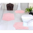 thumbnail image 1 of Home Weavers Waterford Collection 100% Cotton Non-Slip Bathroom Rug Set Machine Washable Bathroom Rug-17"x24", Bath Rug- 21"x34", U Shaped Contour- 20"x20", Pink Color 3 Piece Bath Rug set, 1 of 8