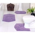 thumbnail image 1 of Home Weavers Waterford Collection 100% Cotton Non-Slip Bathroom Rug Set Machine Washable Bathroom Rug-17"x24", Bath Rug- 21"x34", U Shaped Contour- 20"x20", Purple Color 3 Piece Bath rug set, 1 of 8