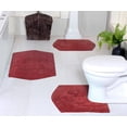 thumbnail image 1 of Home Weavers Waterford Collection 100% Cotton Non-Slip Bathroom Rug Set Machine Washable Bathroom Rug-17"x24", Bath Rug- 21"x34", U Shaped Contour- 20"x20", Red Color 3 Piece Bath Carpet set, 1 of 8